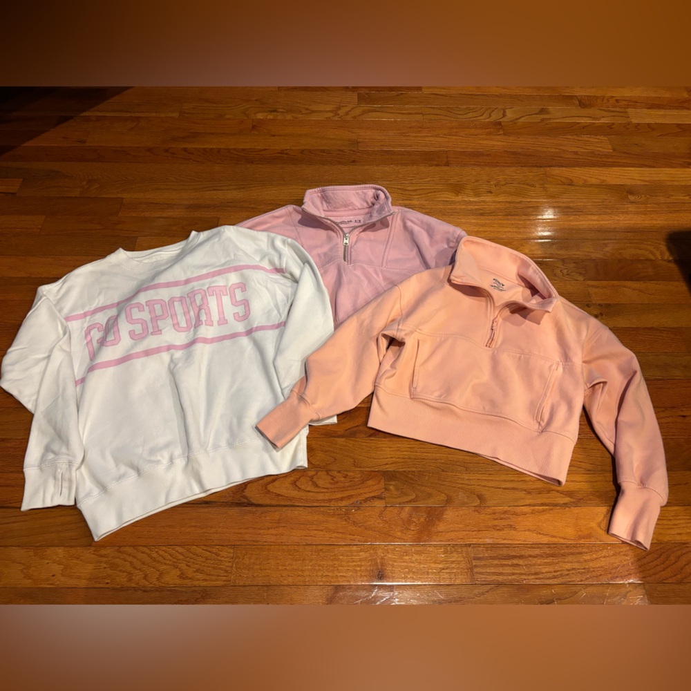 Abercrombie and Old Navy Pink, Peach,  and White Sweatshirts
